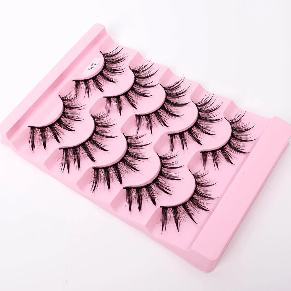 Yiernuo 1/5 Pairs Cosplay Anime Eyelashes Manga Lashes Dramatic Fairy Clusters Lashes Wet Look Lashes