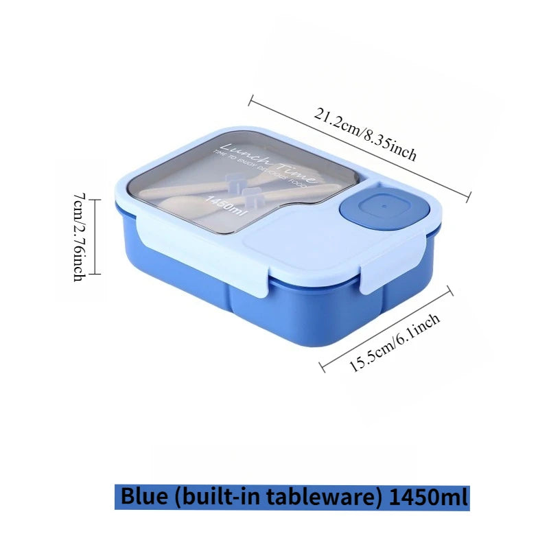 Bento Box-Portable lunch box with built-in tableware and sauce box, square meal reserve box for school, office and travel