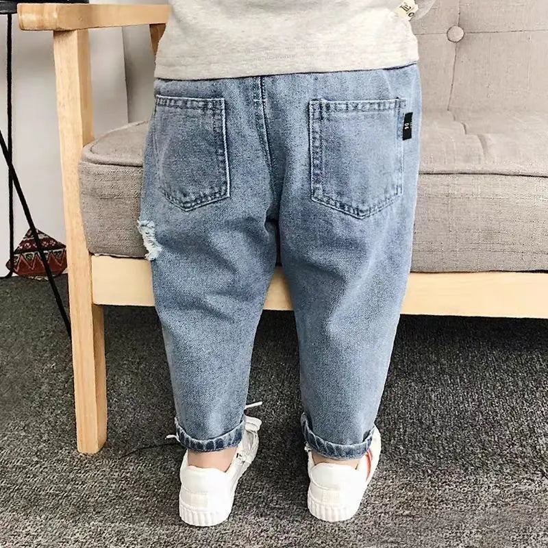0-6 Year Old Boys Jeans Infant Set Children Girls Denim Ripped Jeans Korean Fashion Kids Trousers Toddler Casual Loose Pants