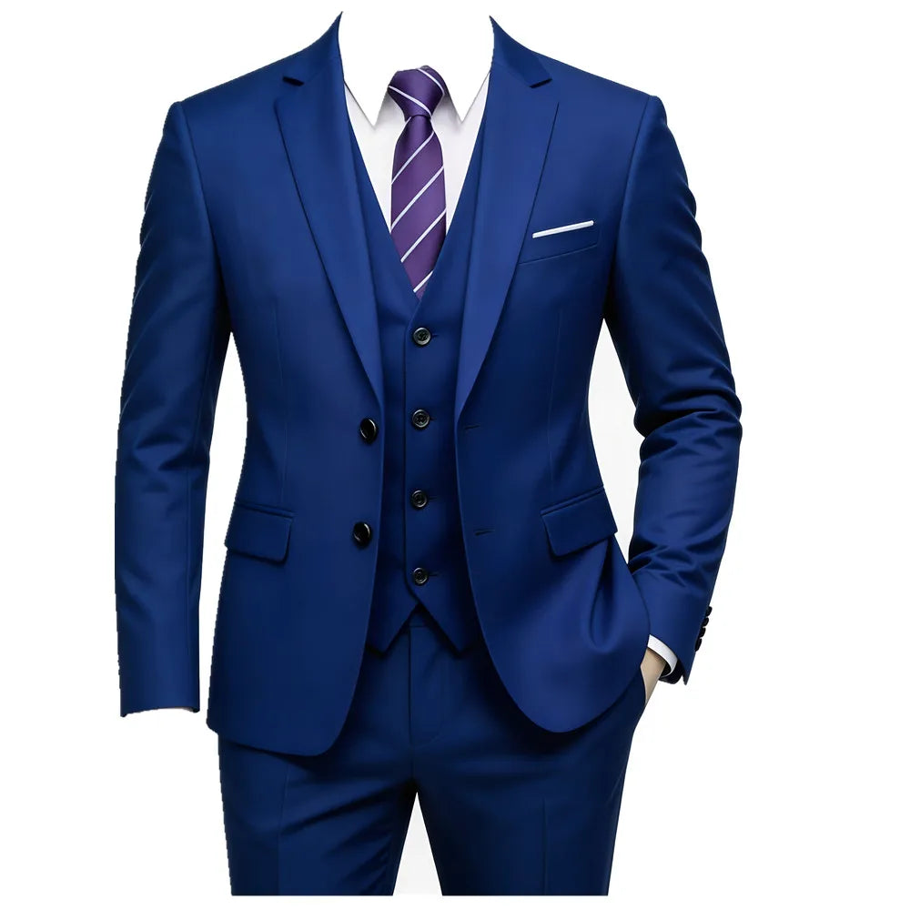Classic Men'S 3Piece Suit Set, Consisting of a Suit Jacket, Vest, And Trousers. Suitable for Weddings, Business, Evening Parties