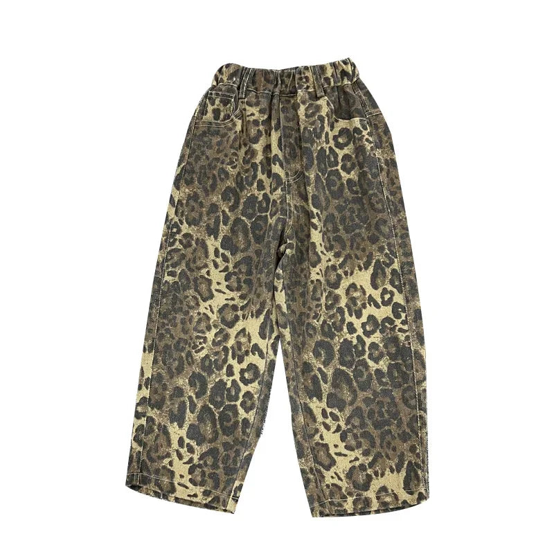 Kids Jeans Leopard Print Jeans Children's Fall Pants for Boys & Girls Trendy Kids Clothes & Stylish Denim
