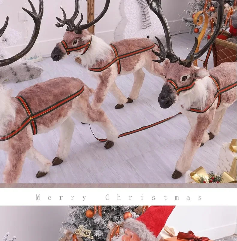 Klassische Weihnachtsmann-Schlitten-Dekoration mit Rentieren