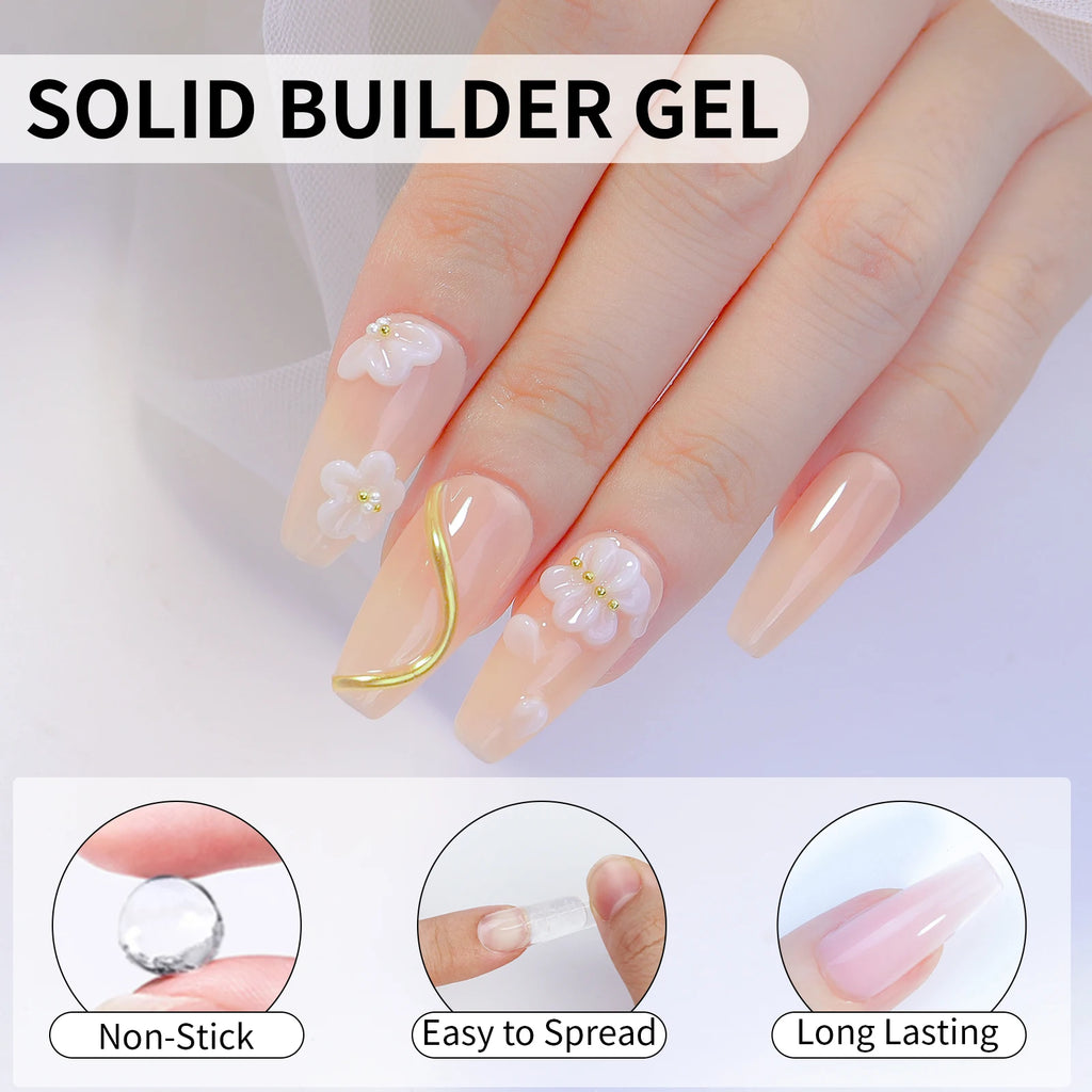 15ml Nail Extension Gel Set Solid Nail Extension Gel Non-Stick 3d Sculpture Phototherapy Uv Gel Rapid Molding Gel Nail Piece
