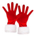 Velvet Gloves Christmas Costume Gloves White Faux Fur Trim Red Velvet Women Christmas Gloves Soft Warm Full Finger
