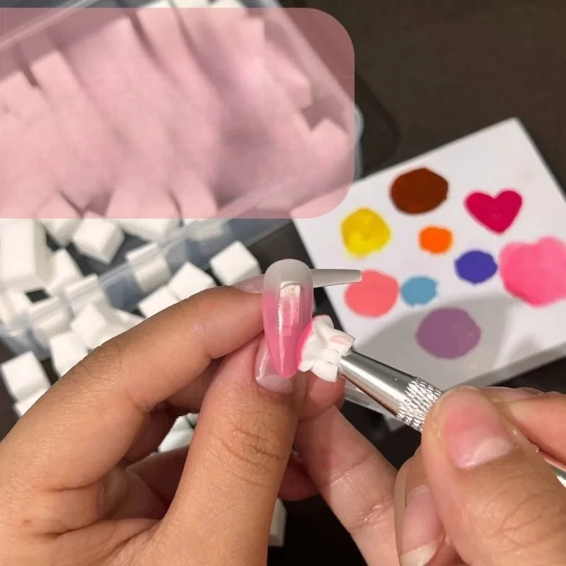 Manicure Supplies Set: Square Nail Art Sponge + Gradient Nail Brushes +Gel Polish Grab Pen- All-in-One Tools for DIY Nail Design