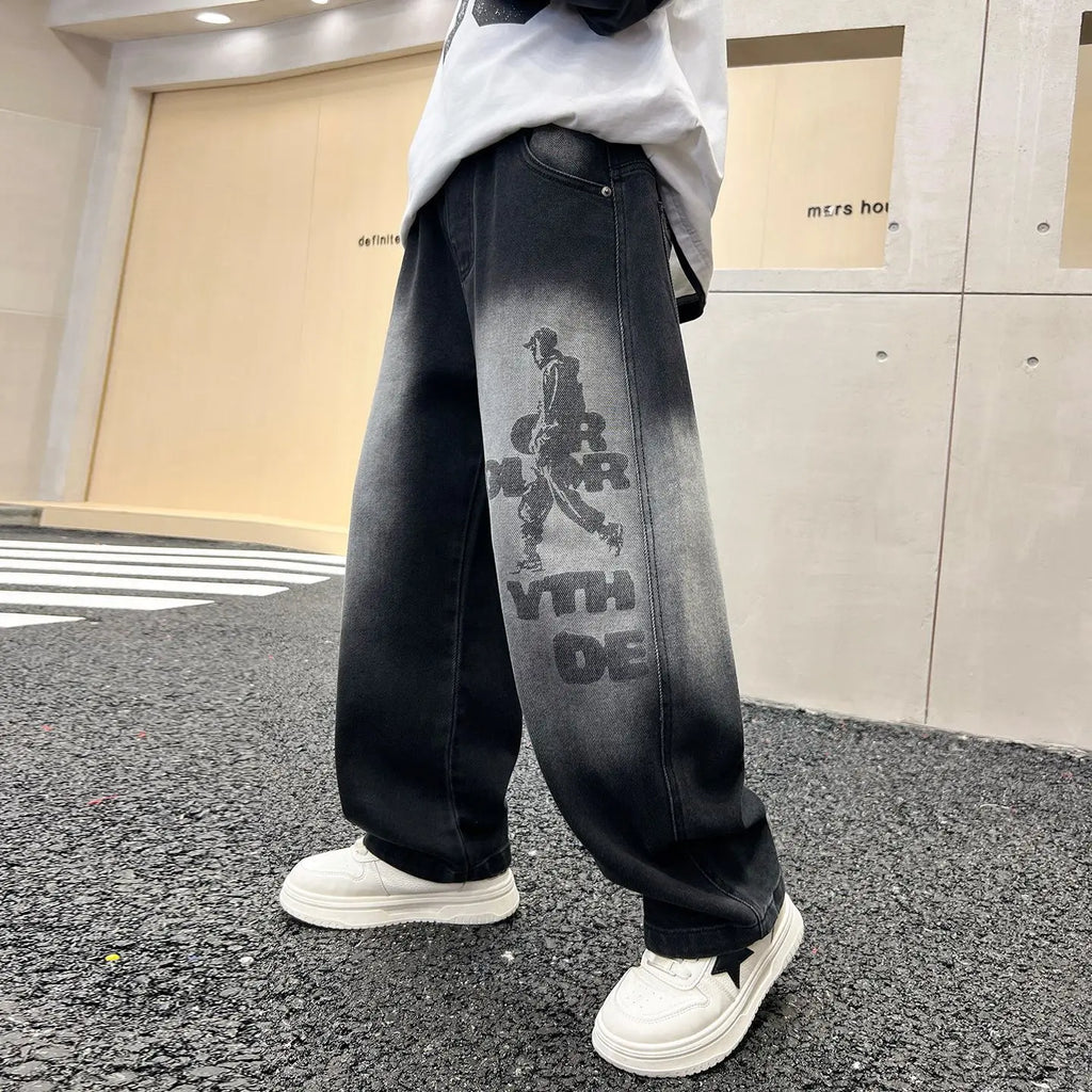 Boys' jeans, handsome and versatile, children's pants, casual boys' pants, street style fashion, spring and autumn seasons