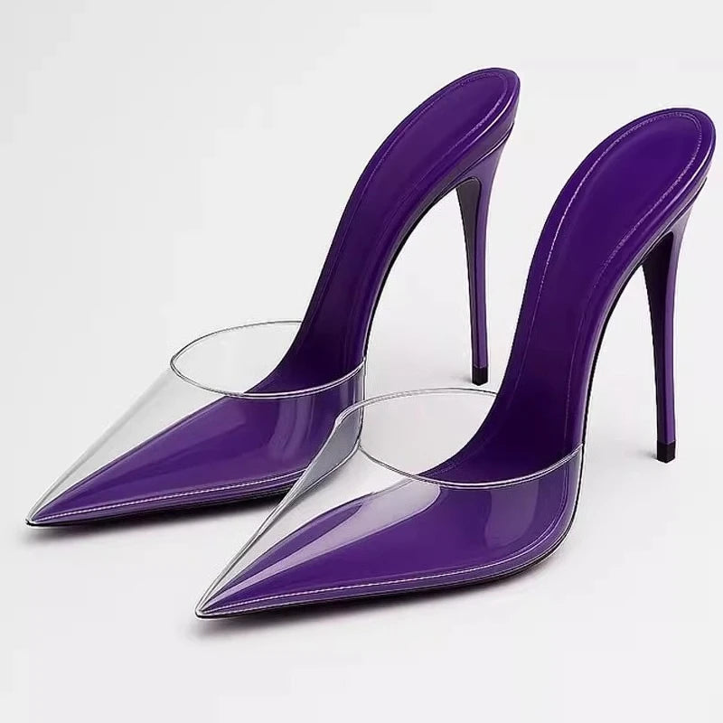 High heeled sandals for women's outdoor wear  summer new style, slim heel, super pointed, versatile, wrapped, lazy half slippers