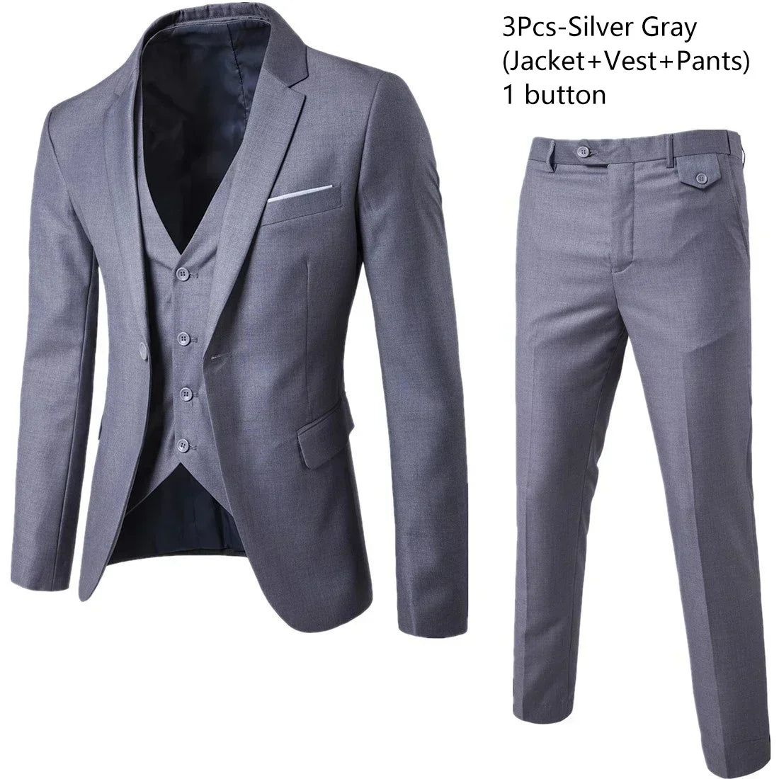 Elegant Suits For Men 3 Pieces 2 Set Fashion Classic Casual Full Jackets Vest Pants Blazers Outfit 2026 Formal Costume