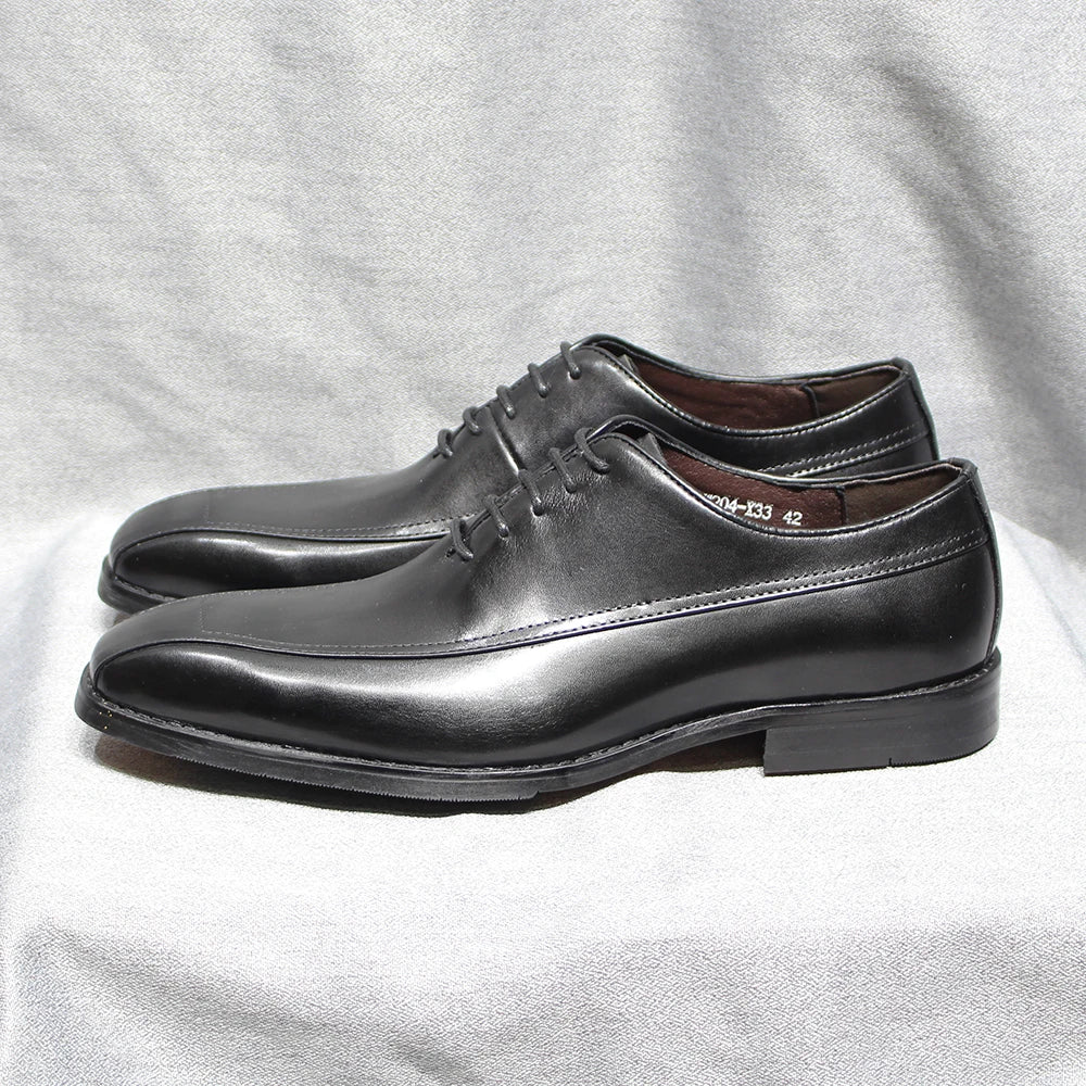 Classic Men's Oxford Dress Shoes Genuine Leather Lace-Up Point Toe Career Office Suit Formal Shoe for Men Wedding Party Oxfords