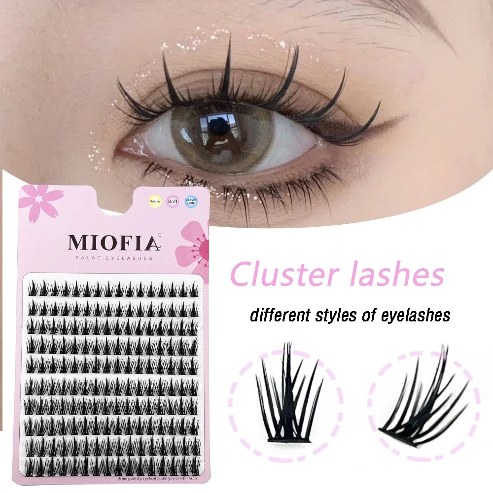 10 Row Anime Lashes Cosplay Lash Natural Wispy Natural Mink Eyelashes 3D Individual Manga Eyelash Clusters Makeup Tools