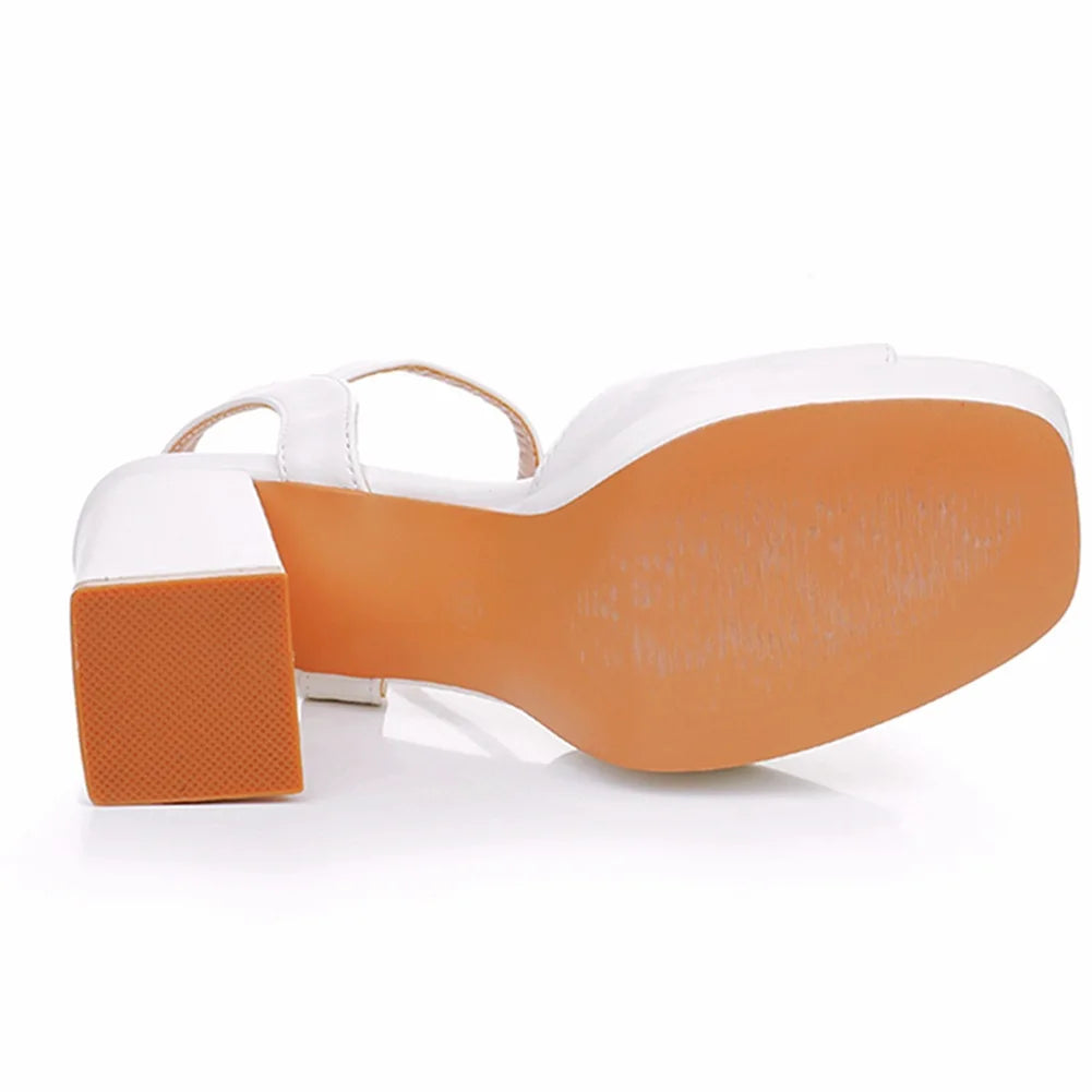 Women Party Evening Wedding Shoes for Women Summer Fashion Women Platform Super High White Peep Toe Sandals Plus Size 34-42