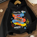 Kids Skateboard Hoodie Graffiti Graphic Print Pullover Sweatshirt Boys Girls Streetwear Cartoon Casual Hooded Top Autumn Winter