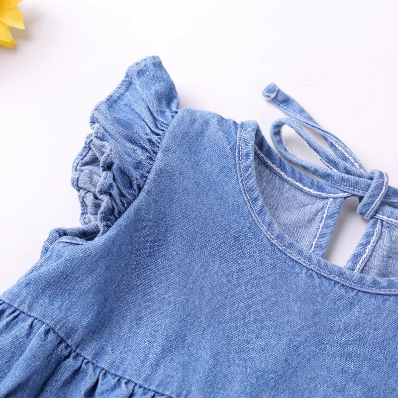 Baby Girls Rompers Toddler Ruffles Romper Cotton Denim Fly Sleeveless Summer Bodysuit Sunsuit Outfits Newborn Infant Jumpsuit