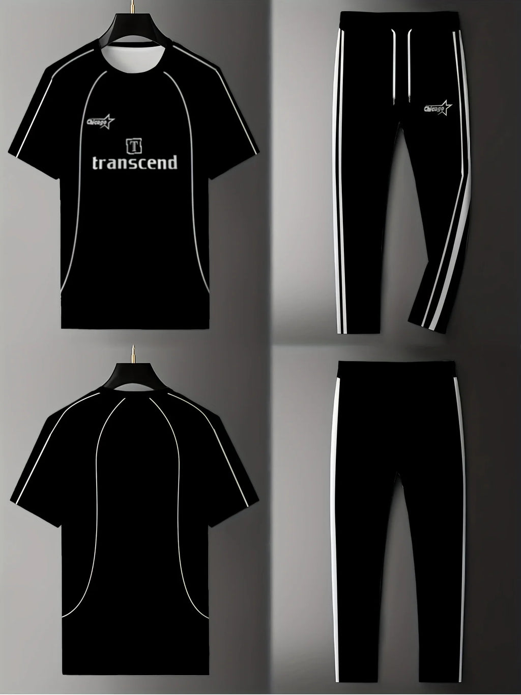 The New Men's Set for Summer 2025 Featuring 3D Pattern Prints Is a Casual Fashionable Streetwear and Sportswear