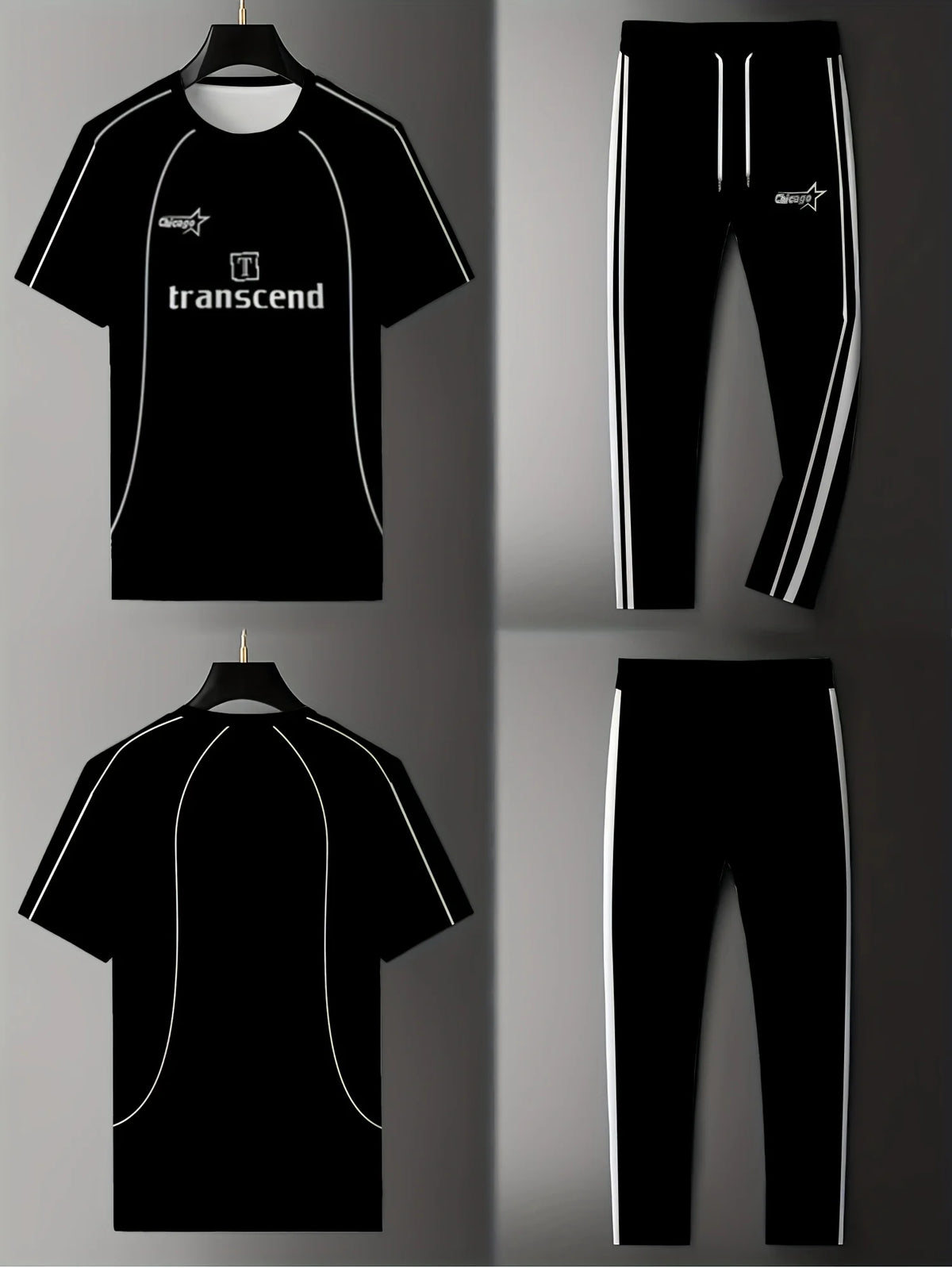 The New Men's Set for Summer 2025 Featuring 3D Pattern Prints Is a Casual Fashionable Streetwear and Sportswear