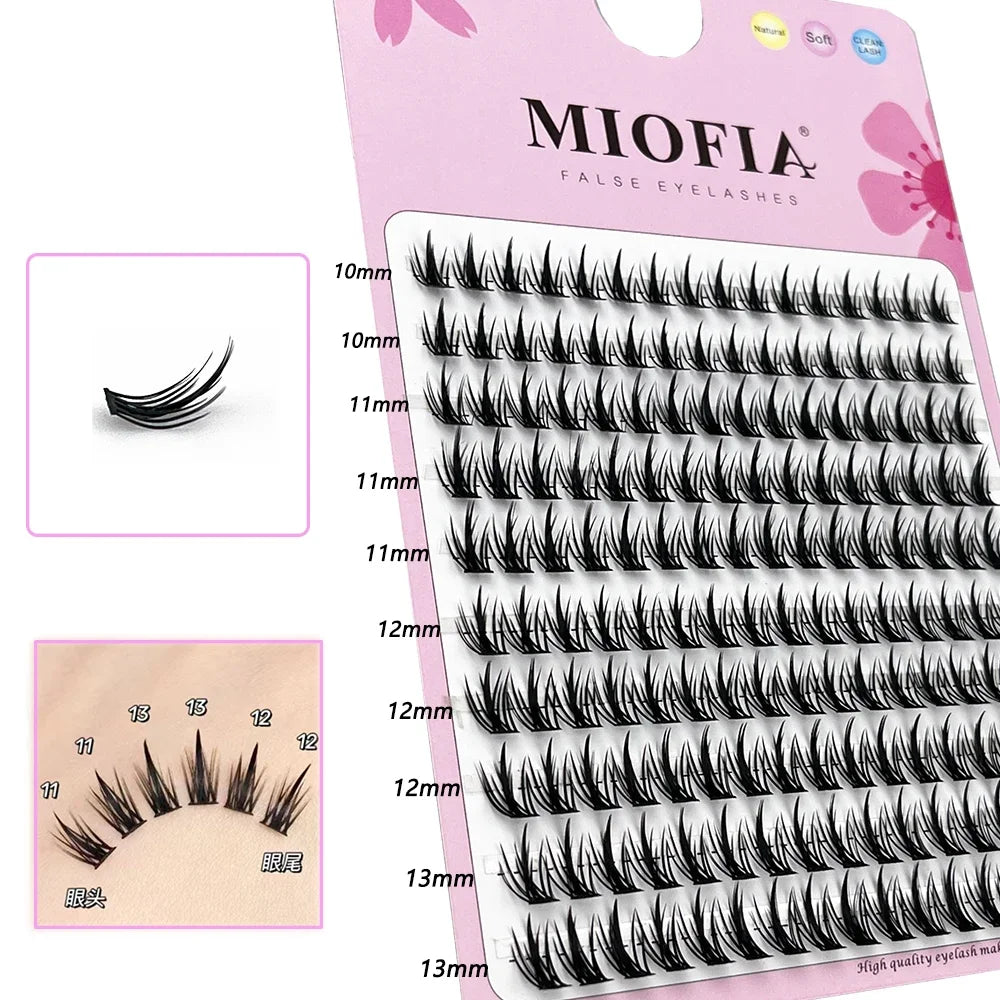 10 Row Anime Lashes Cosplay Lash Natural Wispy Natural Mink Eyelashes 3D Individual Manga Eyelash Clusters Makeup Tools