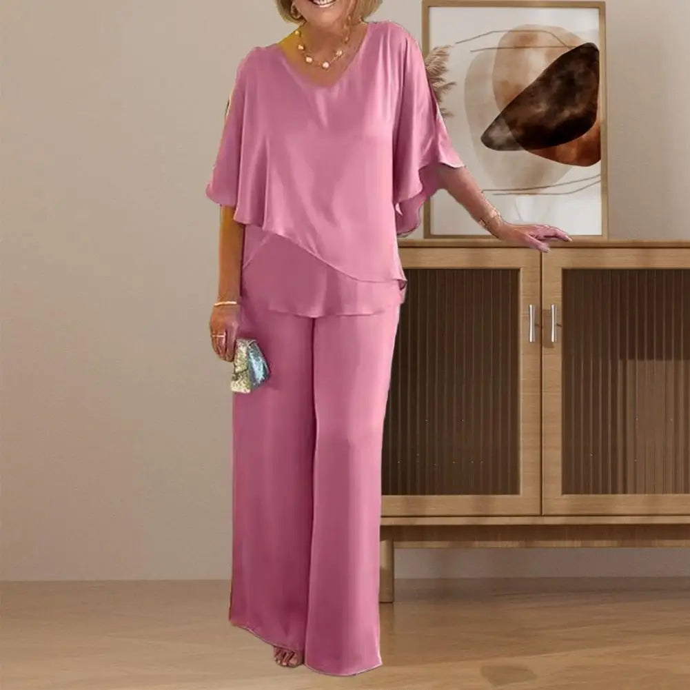 Women's Casual 2-piece Set Suit Spring Fall New High Waist Top And Pants Set Loose O-neck Blouses Suit Women Clothes Lounge Suit