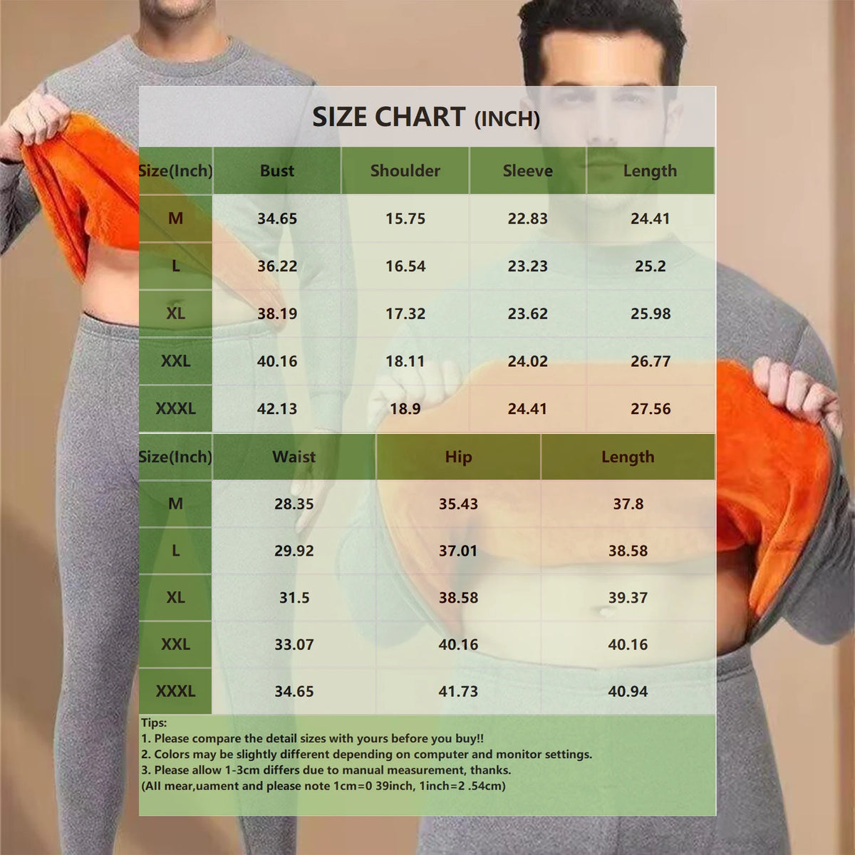 Men's Winter Thermal Underwear Set Thickened Fleece Warm Cozy Long Sleeve Tops and Pants Outdoor Travel Ski Warm Clothing Set