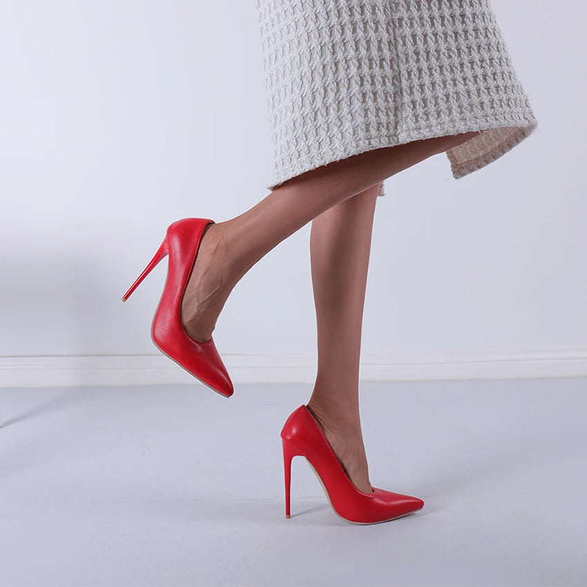 High Heels for Women, Stiletto Heels for Parties, Bridal Wedding Shoes, Pointed Toe Elegant Pumps, Designer New Style Pumps, Extra Large Size 47, Cheap Clearance Sale, Black, Red, White Leather High Heels, Matte Solid