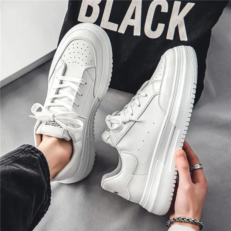 Men's Sneakers Outdoor Casual Shoes Fashion Lace-up Flat Running Shoes Low Top Breathable Tennis Shoe White Platform Men's Shoes