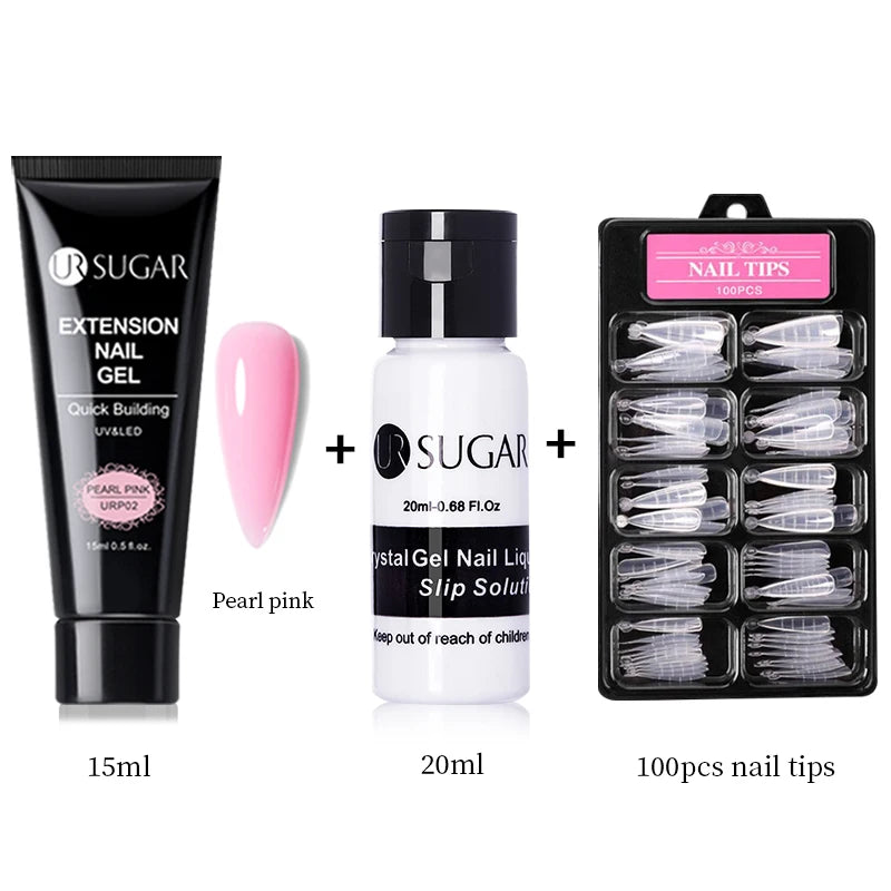UR SUGAR 15ml Nail Extension Gel Set Acrylic Quick Building Hard Gel For Finger Prolong Form Tips Manicure Extension Tool Kits