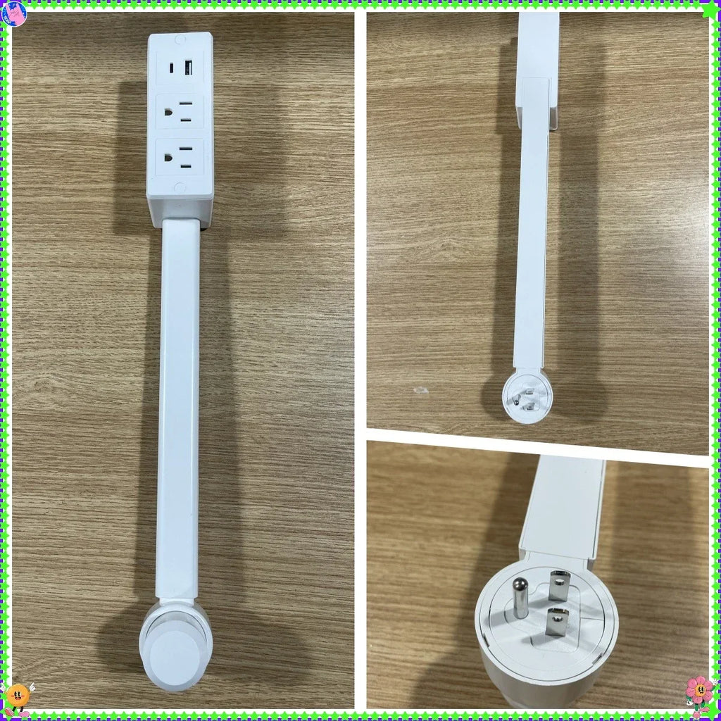 New Rotates 180° Electrical Outlet Extender Adjustable Length White Power Outlets Extender Power Socket Expander For Nightstand