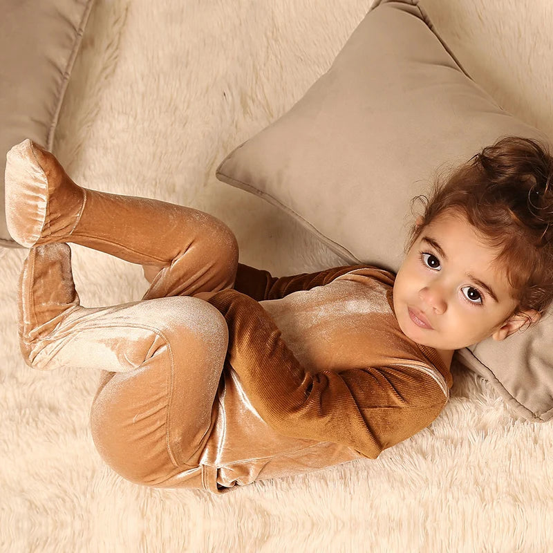 Baby Romper Kids Clothes Long Sleeves Footie Velour and Corduroy Pajamas Set Baby Overalls Boy/Girl Clothes Baby Autumn Romper