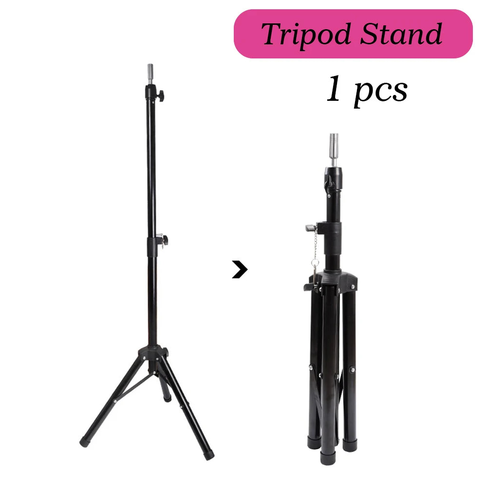 Canvas Wig Head With Mannequin Tripod For Wig Making Cosmetology Hairdressing Display Training Doll Head Adjustable Wig Stand