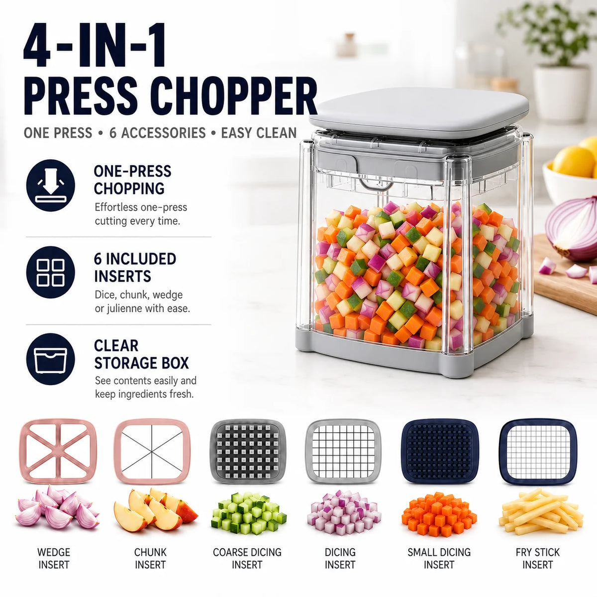 👉 Multifunktionaler Gemüseschneider 4-in-1
