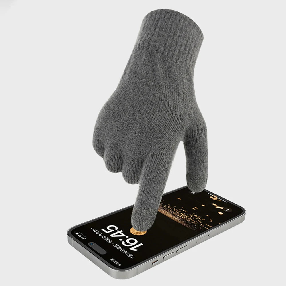 Men Winter Beanie Neck Gaiter Gloves 3-Piece Set Stretchy Thermal Fleece Outdoor Soft Knit Hat Neck Warmer Gloves Set Daily Wear