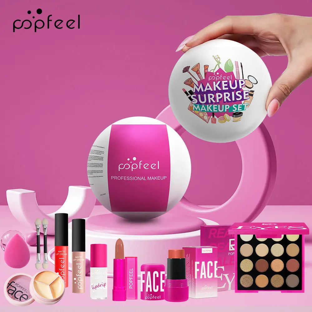 POPFEEL Surprise Makeup Ball Gift Set - Festive Cosmetic Bundle for Special Occasions, Perfect Birthday Surprise Makeup Sphere.