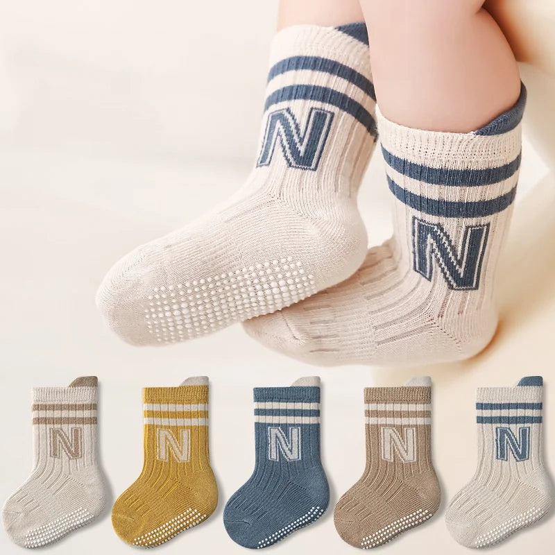 3Pairs/lot Children's Socks For Boys Girls Cotton Letter Kids Socks Casual Sport Girl Boy Toddler Baby Floor Short Sock Non-slip