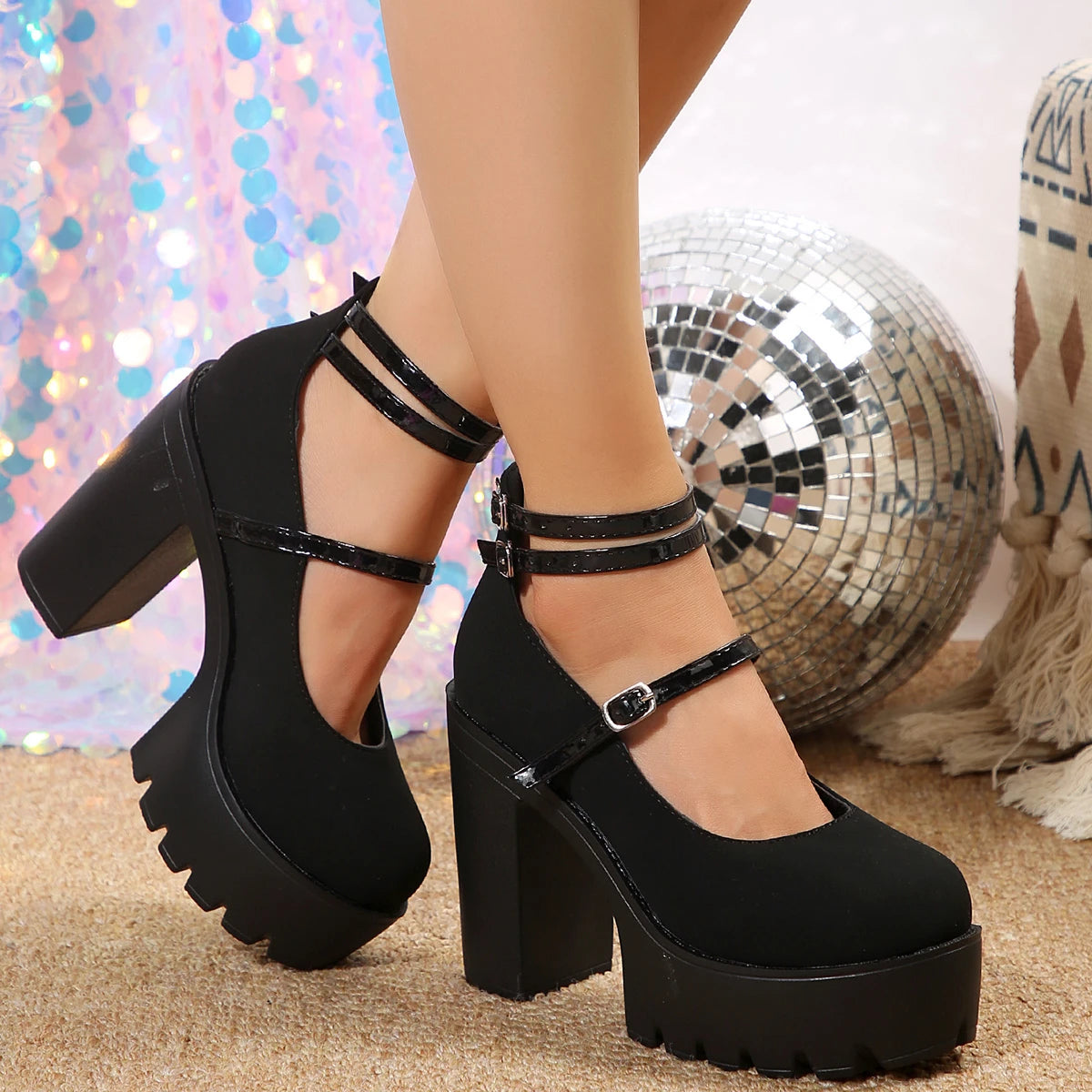High Heels Women Mary Janes Shoes Woman Platform Fashion Sandals Women Summer New Dress Lolita Shoes Chunky Pumps Zapatos Mujer
