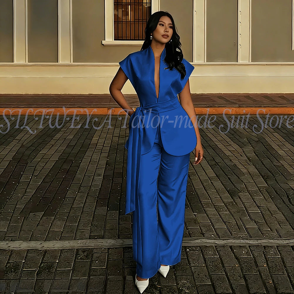 Moderne Damenanzüge für Hochzeiten Business Mode 2-teilige Sets Elegante Damen-Sets Outfits Kurzarm Jacke Hose Maßgeschneidert