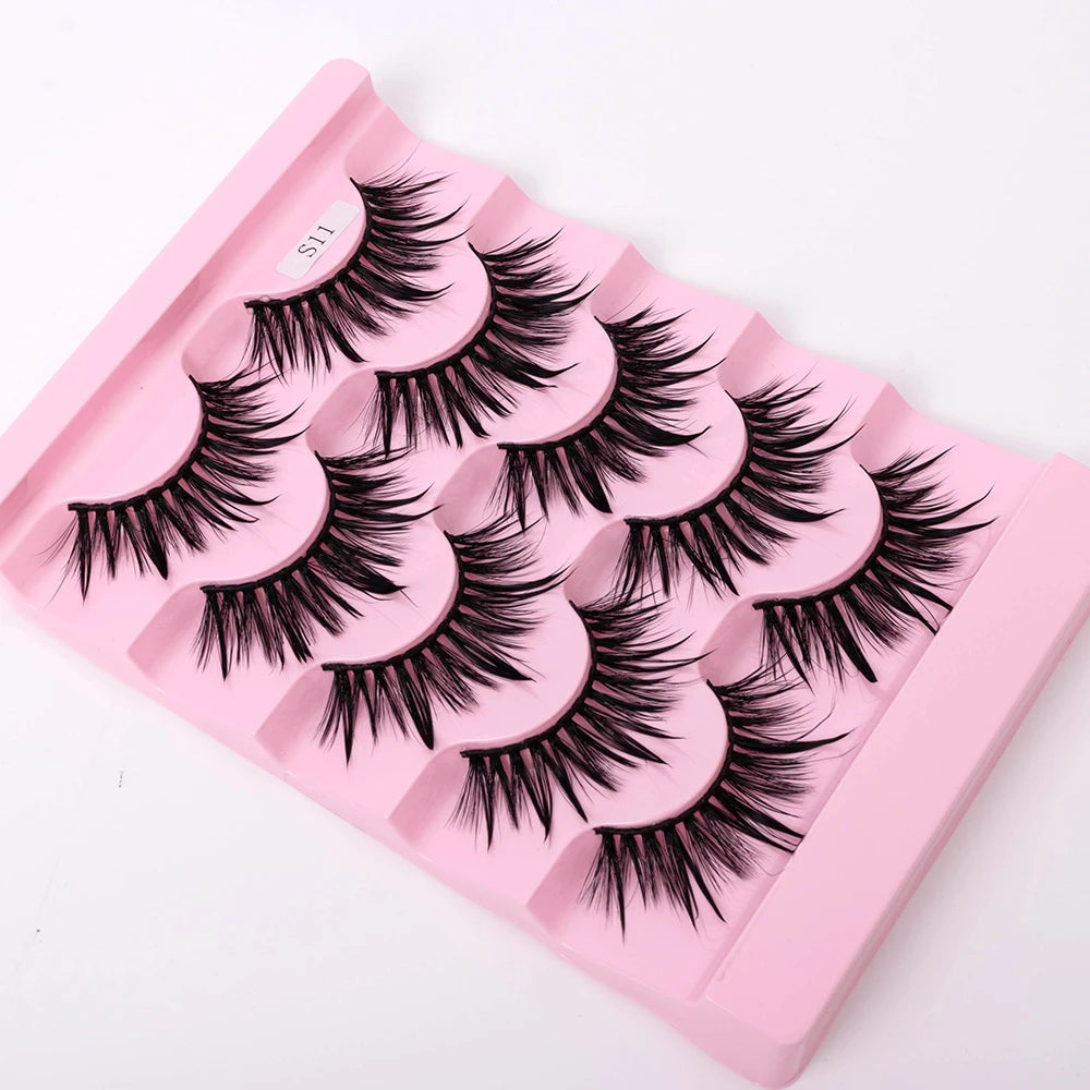 Yiernuo 1/5 Pairs Cosplay Anime Eyelashes Manga Lashes Dramatic Fairy Clusters Lashes Wet Look Lashes