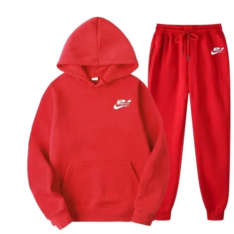 Men's Casual Two Piece Set Sweatshirts Streetwear Fashion Print Sports Suit Spring Autumn Unisex Comfortable Los Style