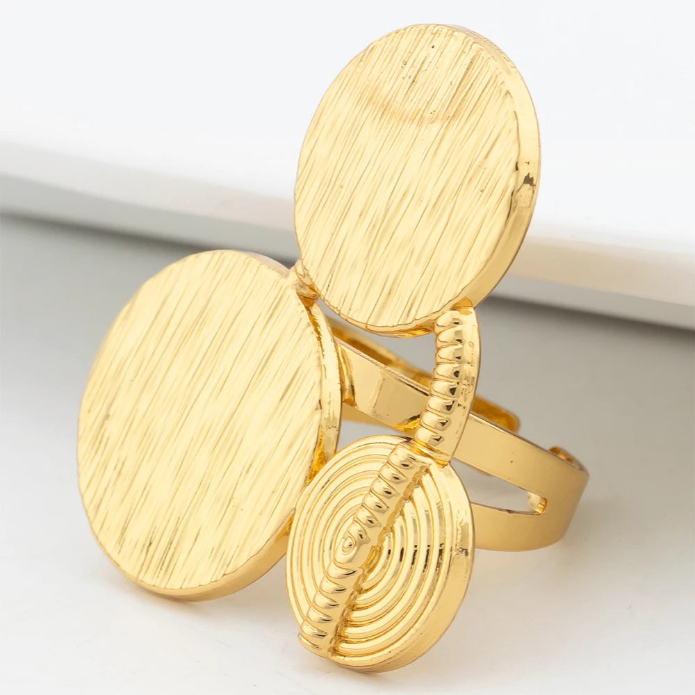 New Jewelry Sets for Women Dubai Round Geometry Earrings and Ring Set Italian Party Wedding  Jewelry Accessories