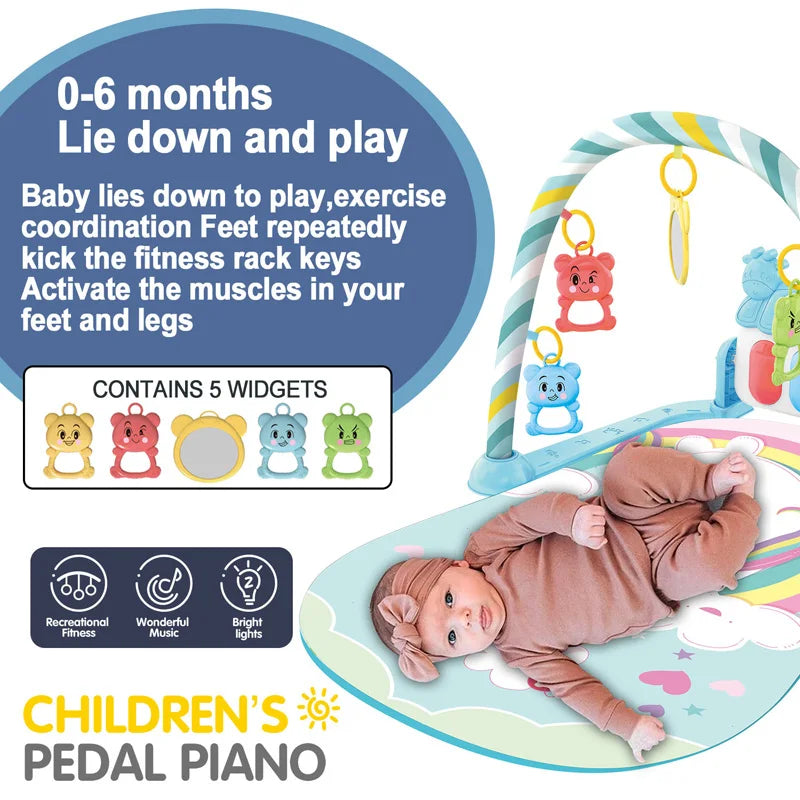 Baby Fitness-Stand Musik-Spielmatte Aktivitätsspielzeug Neugeborenen-Klavier Krabbeldecke Pedalspielpad Frühpädagogik 0-36 Monate Geschenke