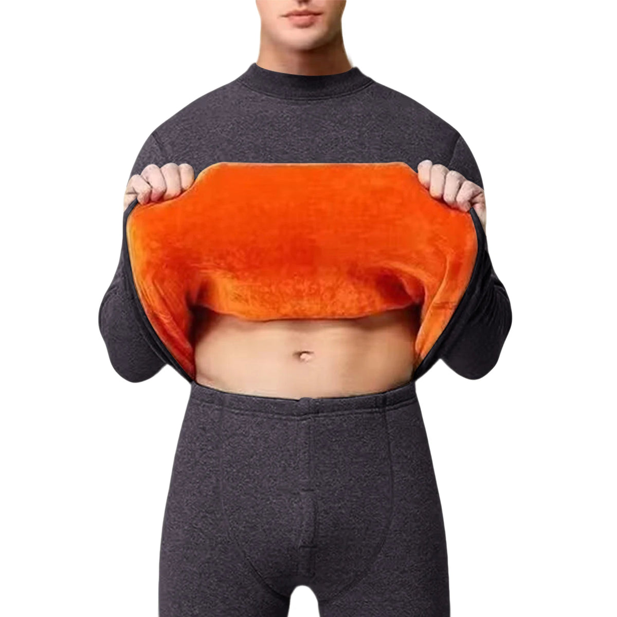 Men's Winter Thermal Underwear Set Thickened Fleece Warm Cozy Long Sleeve Tops and Pants Outdoor Travel Ski Warm Clothing Set
