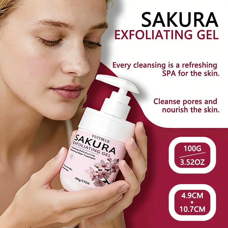 Sakura Exfoliating Cleansing Gel 100g YUITIKUE Gentle Exfoliation Dead Skin Remover Hydrating Soft Smooth Facial Skin Gel