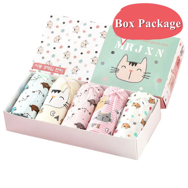 5 Pcs/Lot Cotton Girls Panties Cute Cat Cartoon Girls Underwear 3-13 Years Kids Underpants For Girl Child Panty Children Briefs