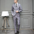 Men Suit 3 Piece Set Slim Fit Korean Style Best Man Groom Wedding Tuxedo Brother Group Formal Attire