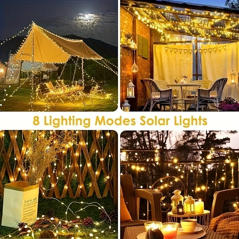 Christmas Lights Decorations LED Solar String Fairy Lights Outdoor Copper Waterproof Solar Garland Decoration Garden Tree Party