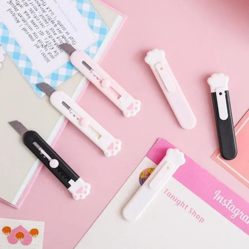 Mini Cute Cat Paw Utility Knife Lovely Cat Paw Kawaii Open Box Cutter Letter Envelope Opener Mail Knife School Office Supplies