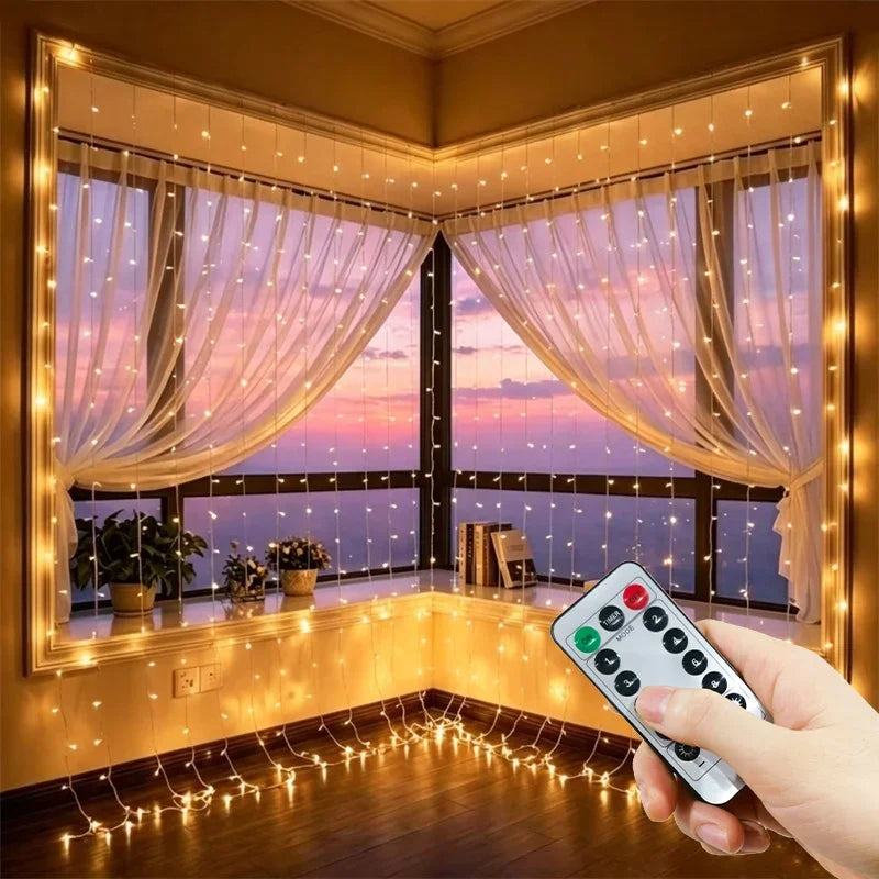 Weihnachtslichtervorhang – USB-betrieben mit 8 Lichtmodi