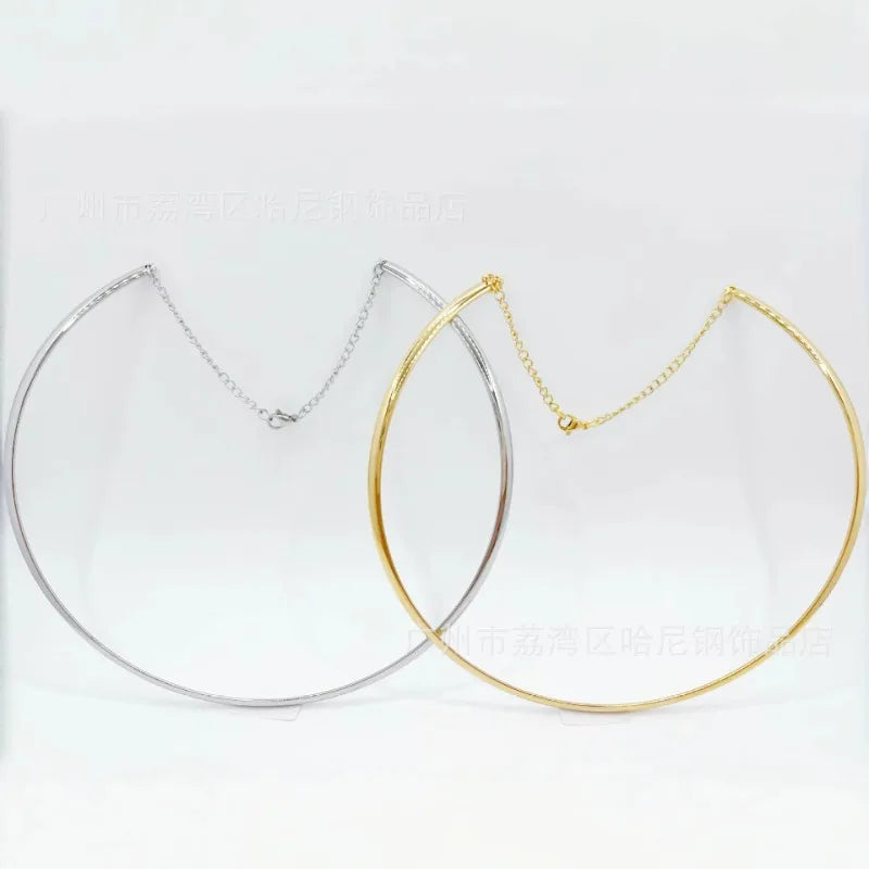 Gold And Silver Stainless Steel Necklace Collar 4mm Fashionable Jewelry Personalized Metal Collarbone Necklace Popular Accessory