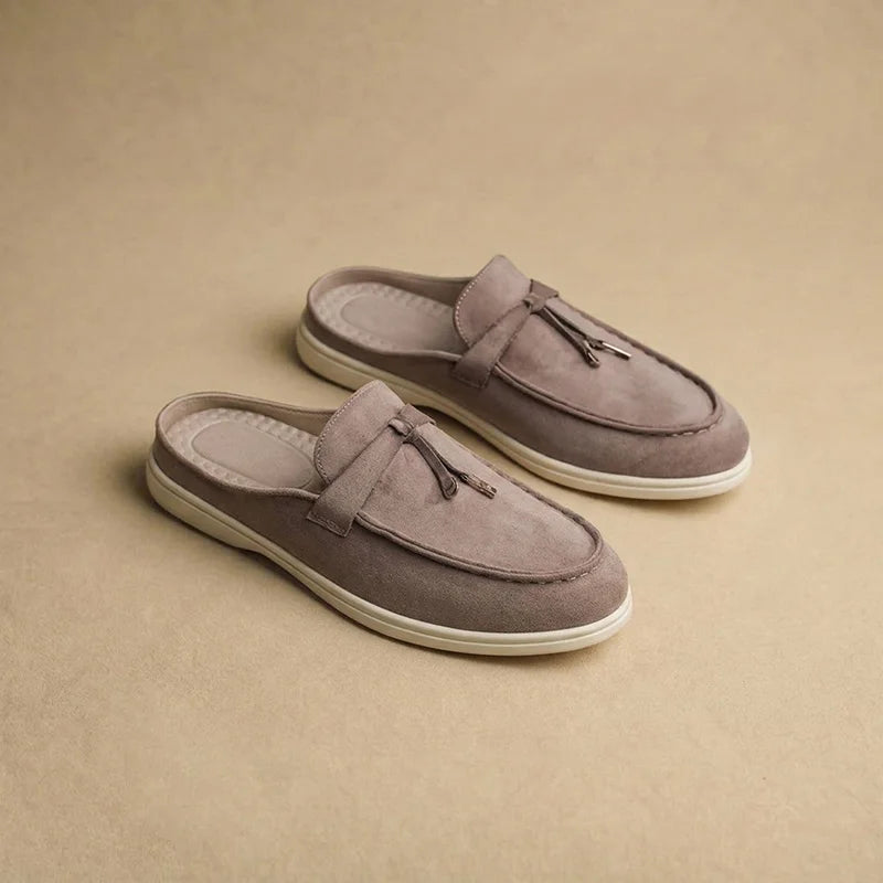 Men's fashion slippers, retro lazy style, thick-soled flat comfortable single shoes, suitable for both indoor and outdoor wear