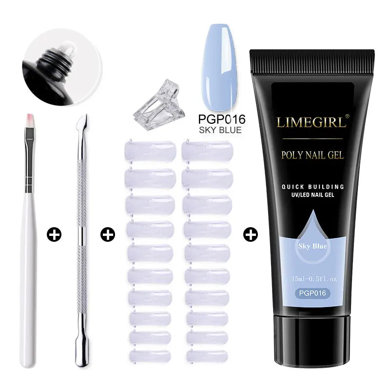 LIMEGIRL  Poly Nail Gel Set Manicure Set Gel Cuticle Pusher Finger Extend Mold Nail Kit All For Quick Extension Manicure Set
