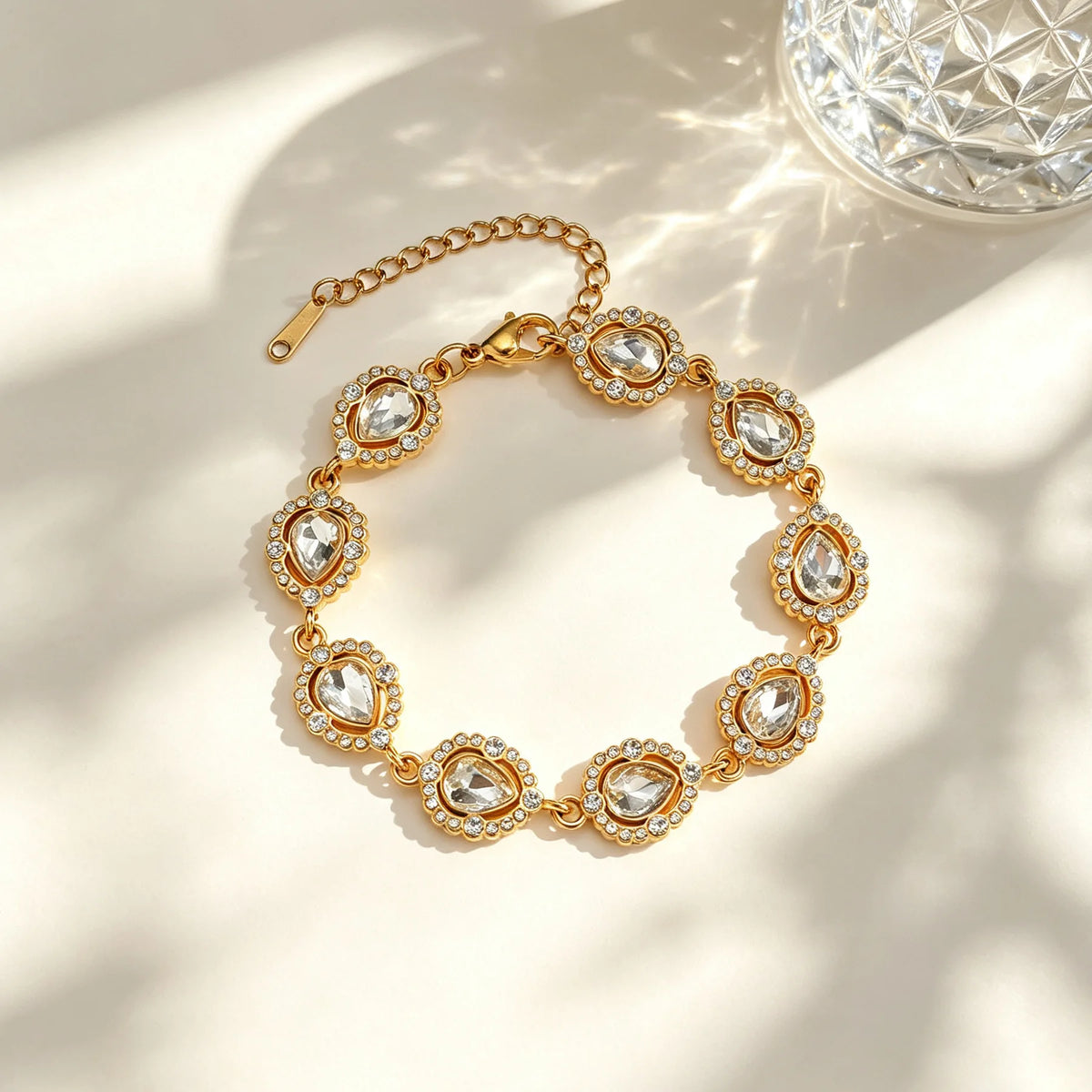 Fashion Luxurious Stainless Steel Zircon Rhinestone Wedding Jewelry Set for Women Elegant Charming Necklace Bracelet Earring Set