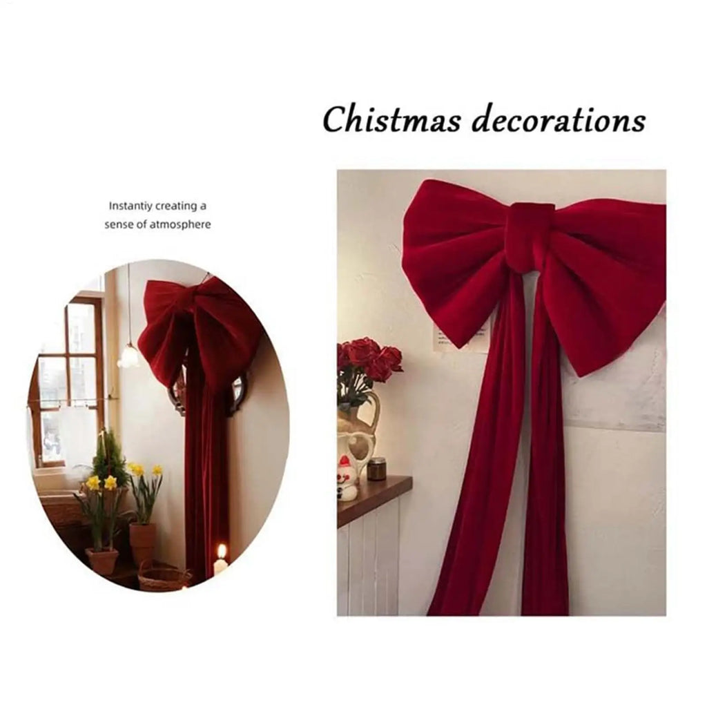 Large Christmas Bows Outdoor Decorations Christmas Tree Topper Big Bow Velvet Festival Ornaments For Home Front Door Party